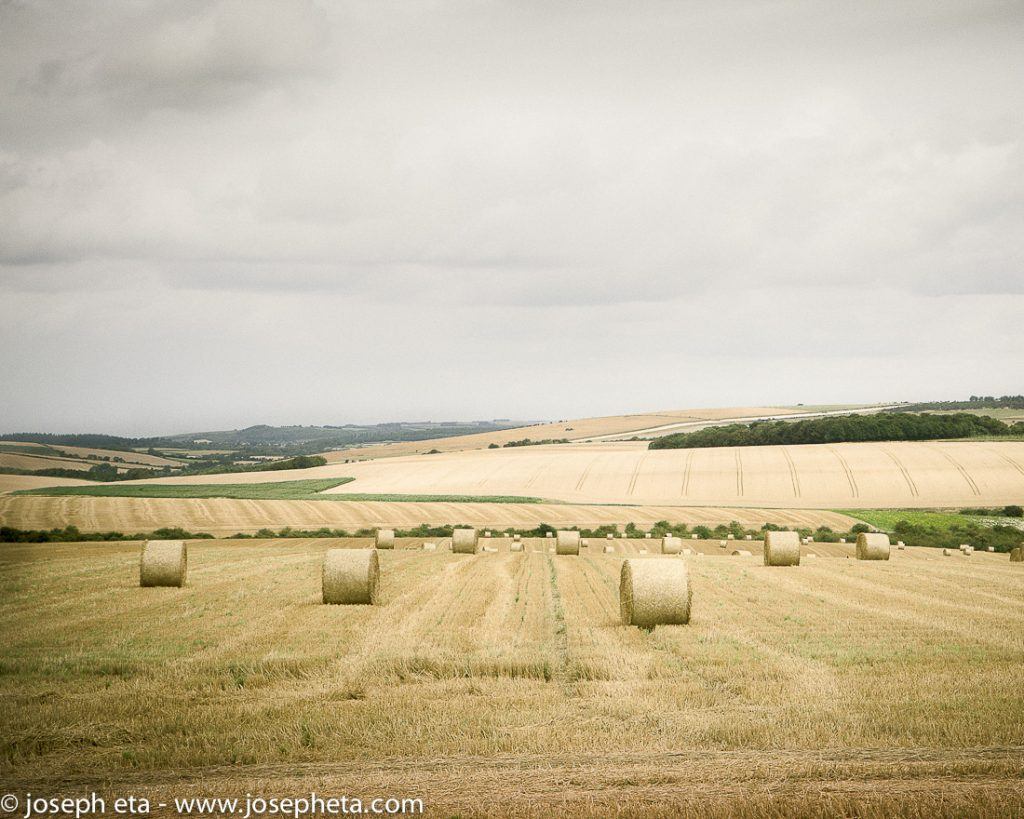 photo of rolls of haystacks on a farm in Cornwall