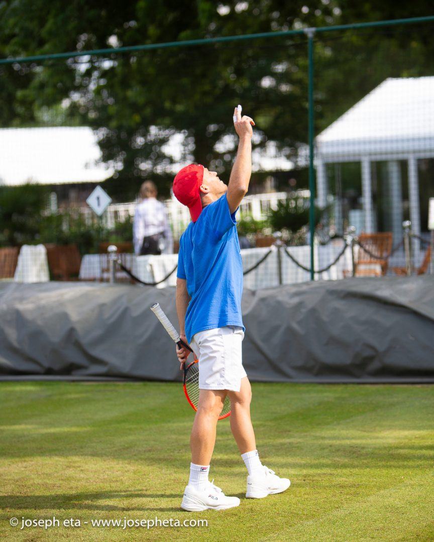 Diego Schwartzman practicing at The Boodles Tennis Challenge