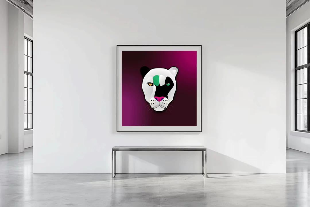 High-contrast precision. The Alabaster Iconoclast commands this bright, modern industrial loft space with absolute authority. Flooded with natural daylight and defined by minimalism, the art’s pristine white form, the obsidian mask, and the sudden jade slash refuse to blend in, creating a bold, enigmatic, and unreachable focal point in a sterile white environment.