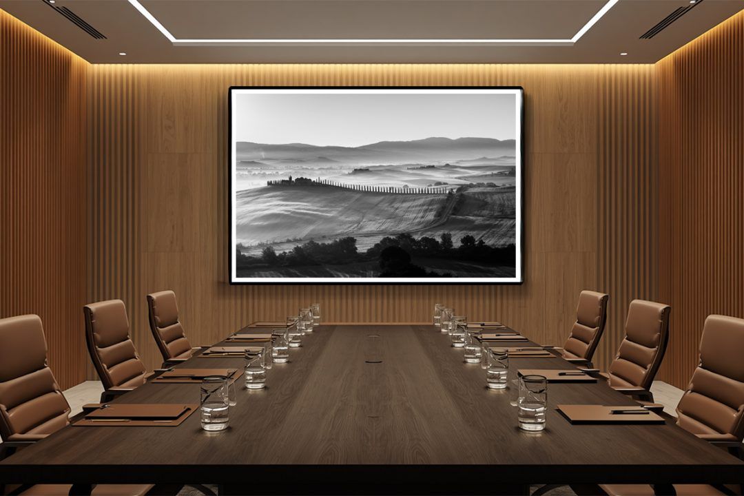 Where strategy meets absolute clarity. In the corporate boardroom, The Frequency of Vision serves as a commanding anchor. It reminds decision-makers to elevate their perspective above the daily noise and lock into the ultimate goal before breaking down the path forward. Transform your high-stakes spaces with art that speaks to discipline, foresight, and quiet power.